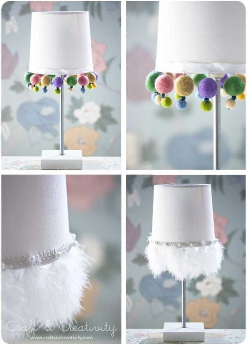 Lámparas decoradas con pasamanería.