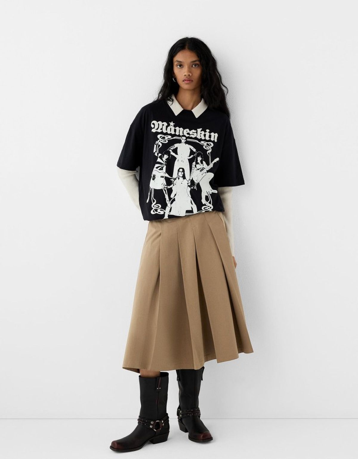 Falda midi de tablas