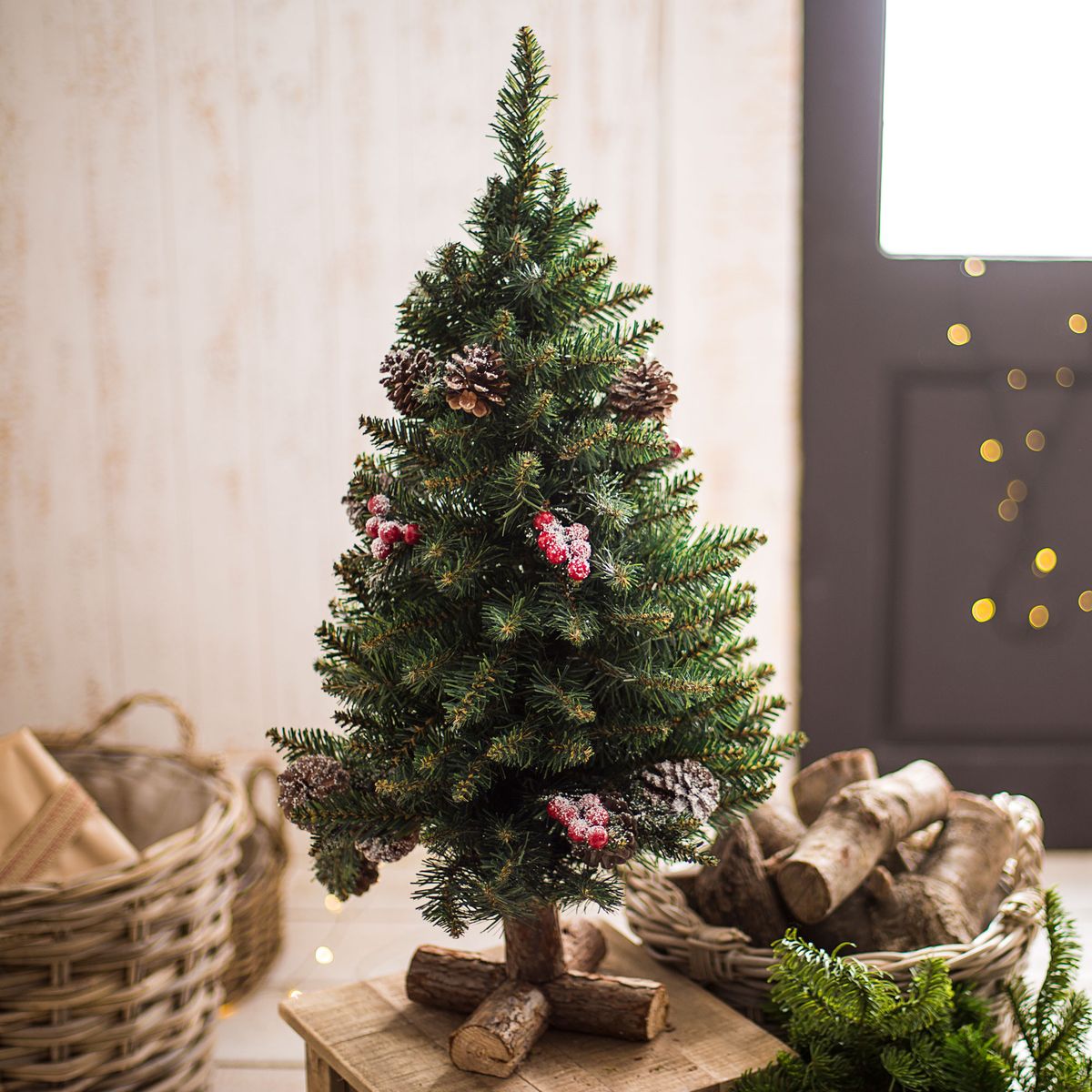 Decoración navideña de estilo natural arbol pequeño