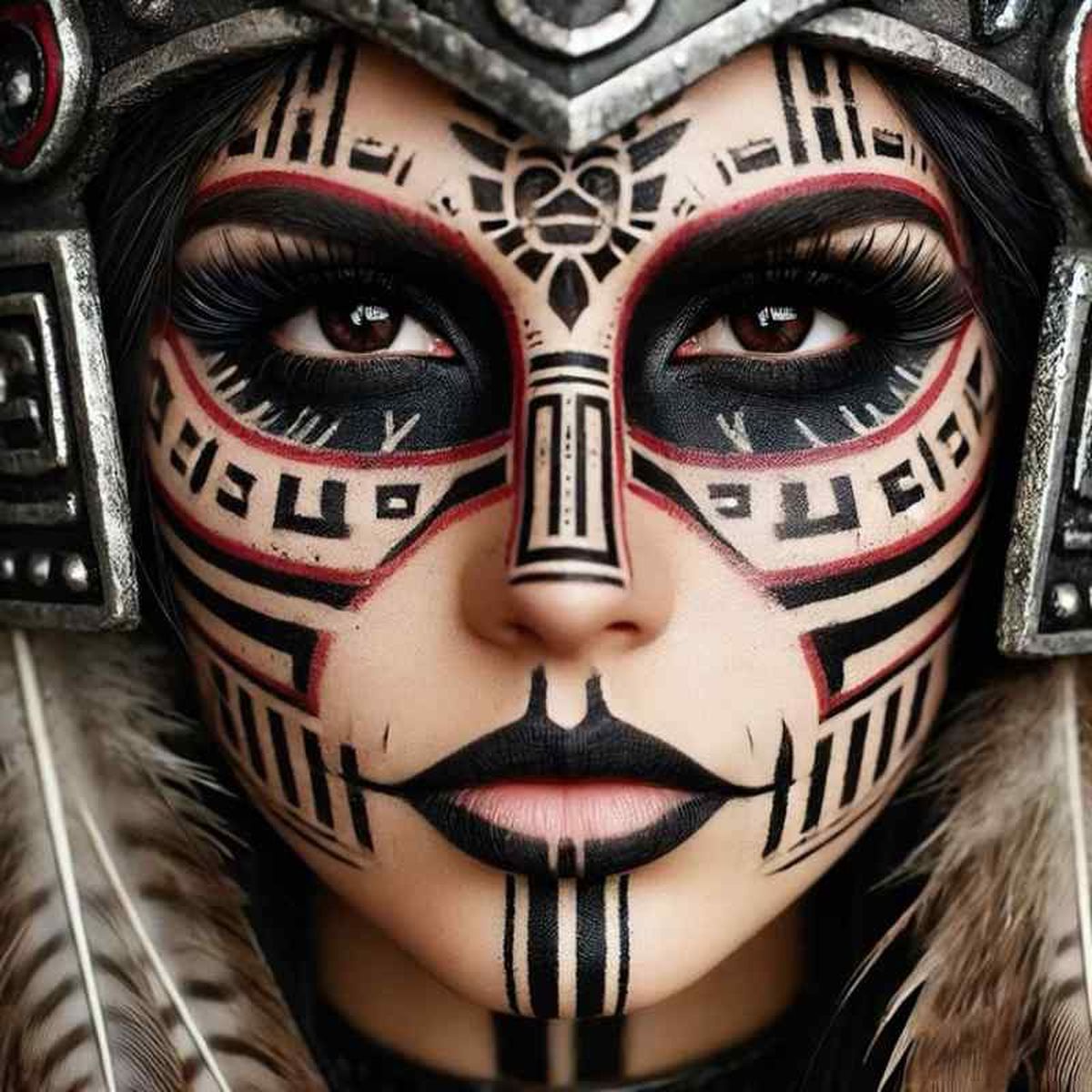 Maquillaje étnico con dibujos geométricos