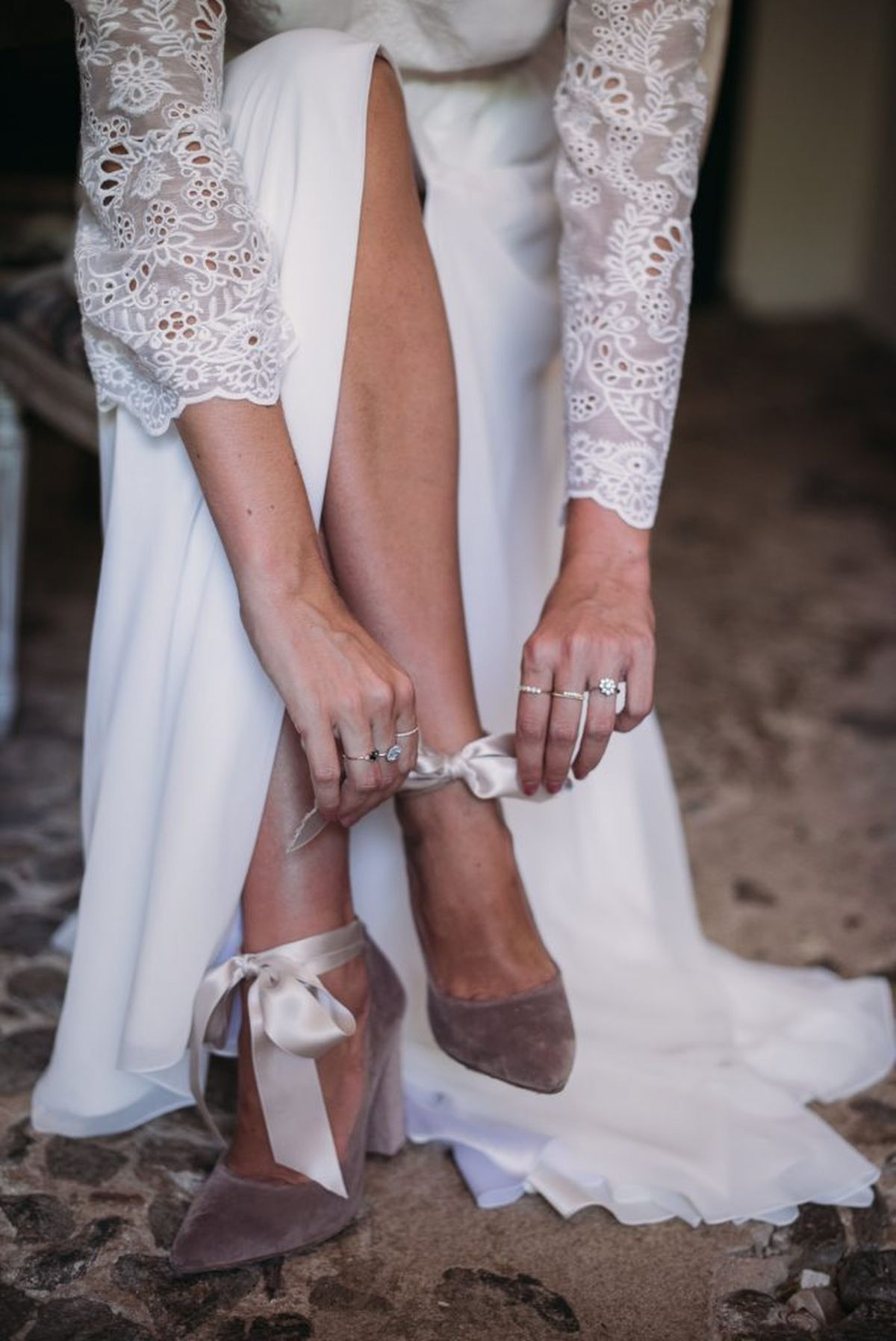 Zapato de terciopelo para novia