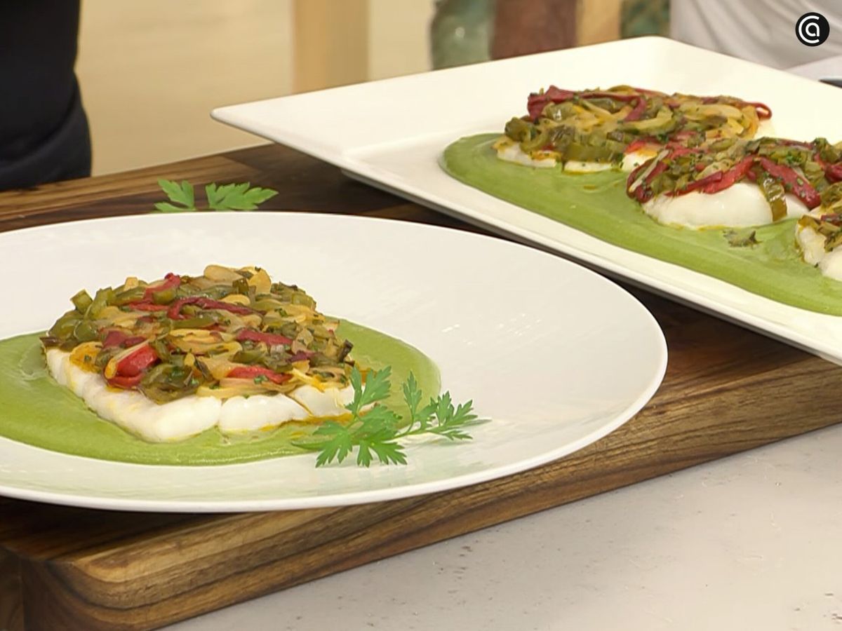 Merluza en costra de piperrada - paso 4