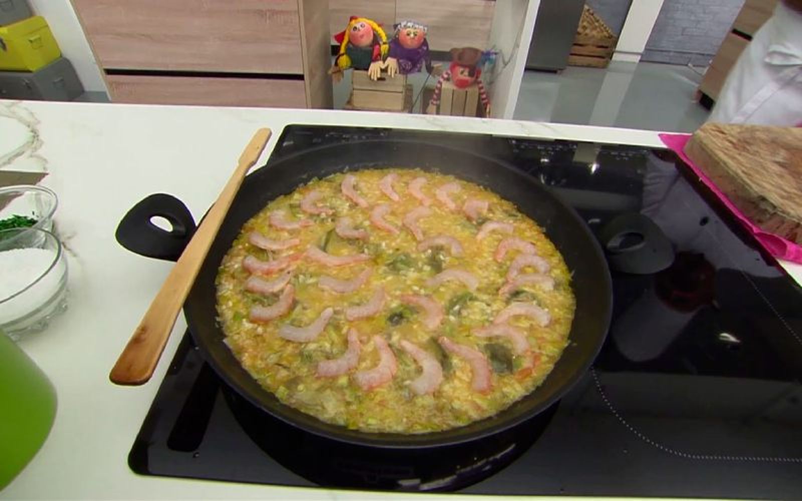 Añade las gambas al final para que no se queden secas