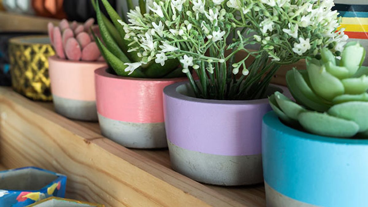 ideas decorar pintar tiestos simplicidad