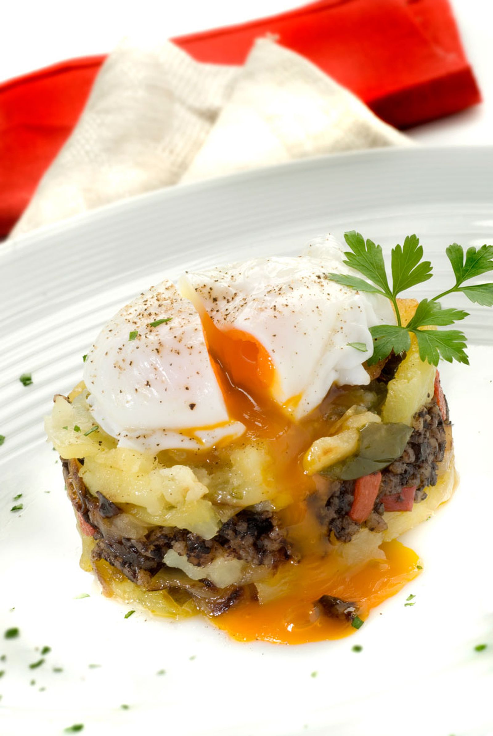 Huevo con patata y morcilla