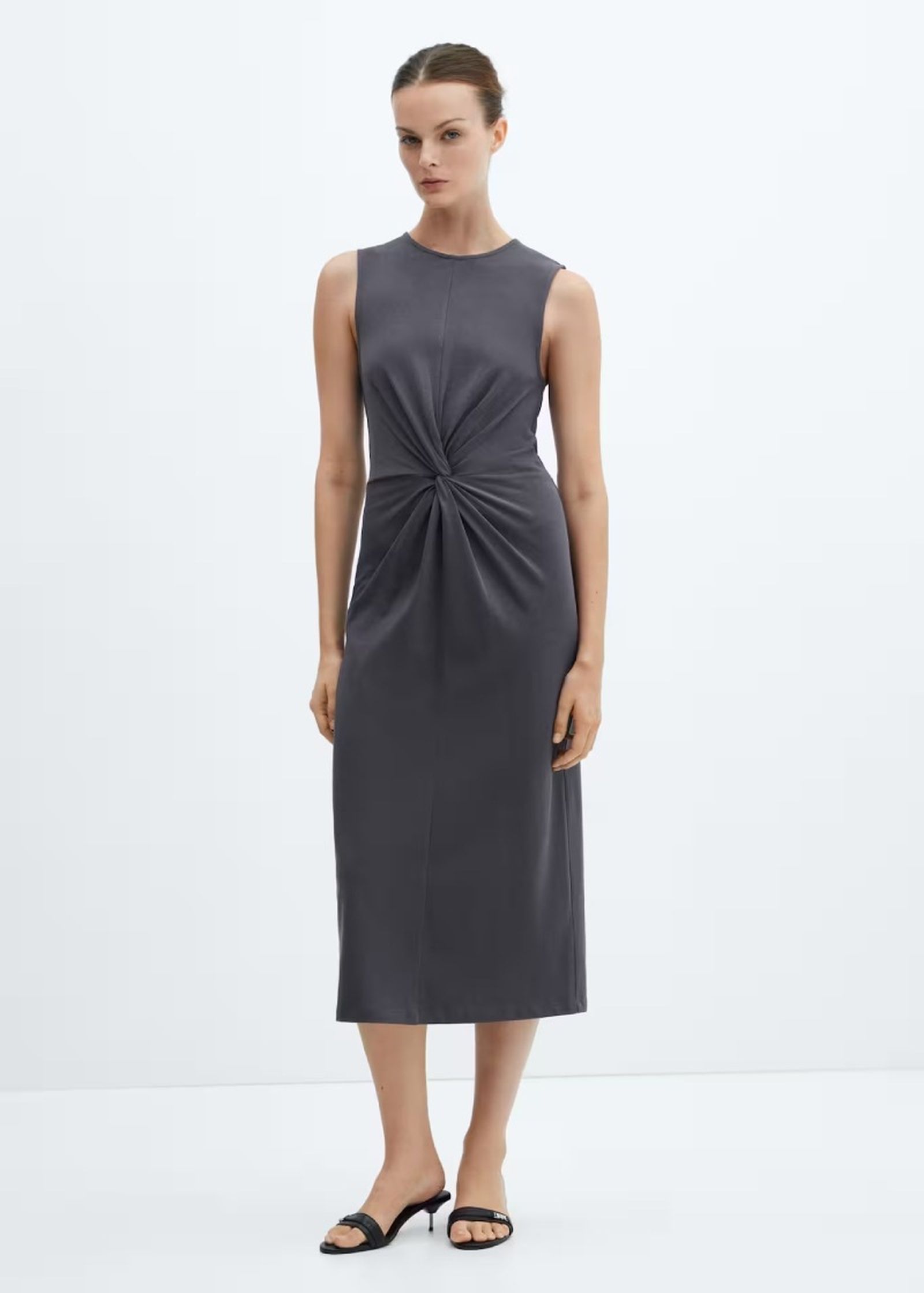 Vestido liso con nudo