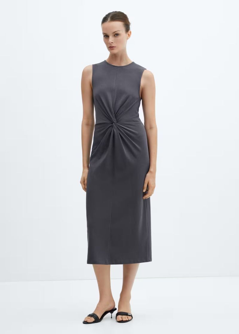 Vestido liso con nudo