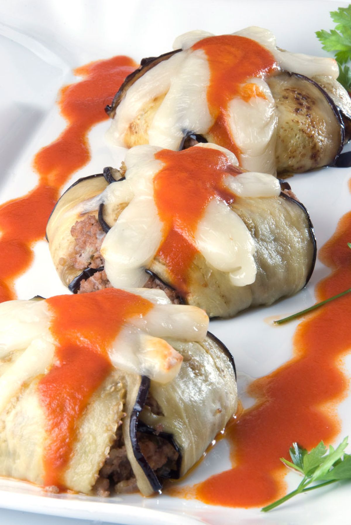 Charlota de berenjenas con carne y queso