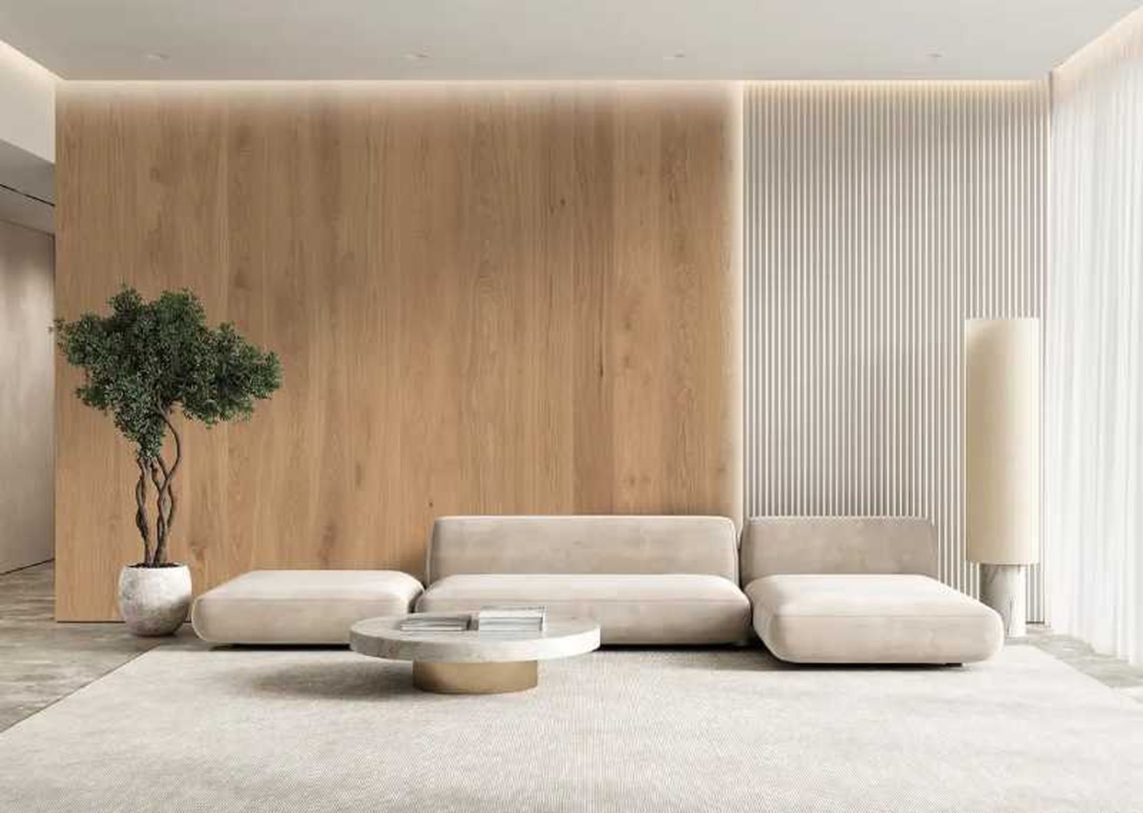 Salón con listones de PVC.