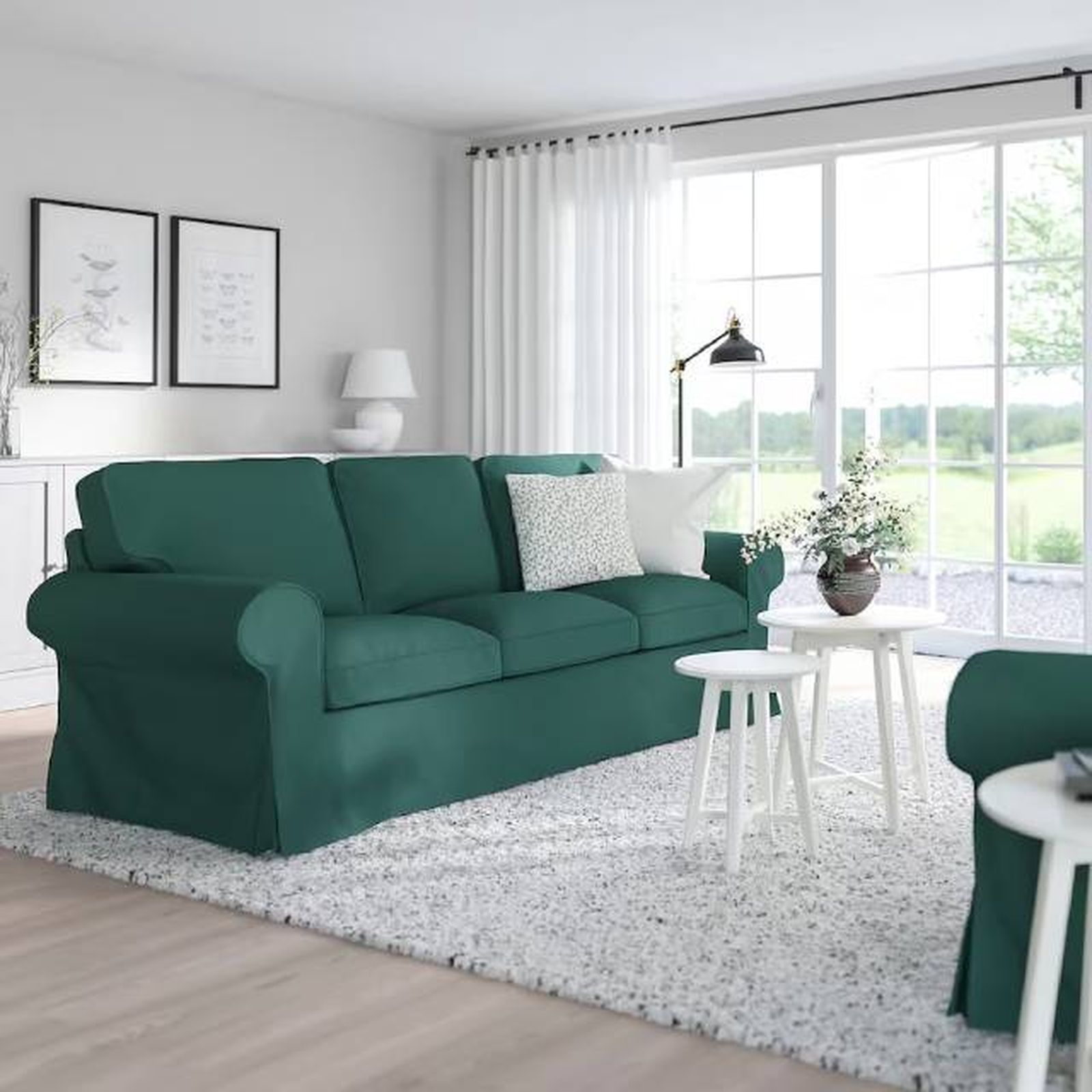 sofa ektorp 3 plazas turquesa oscuro