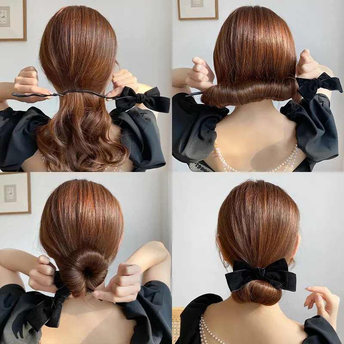 Accesorio con lazo de terciopelo para hacer moños de una manera fácil y rápida