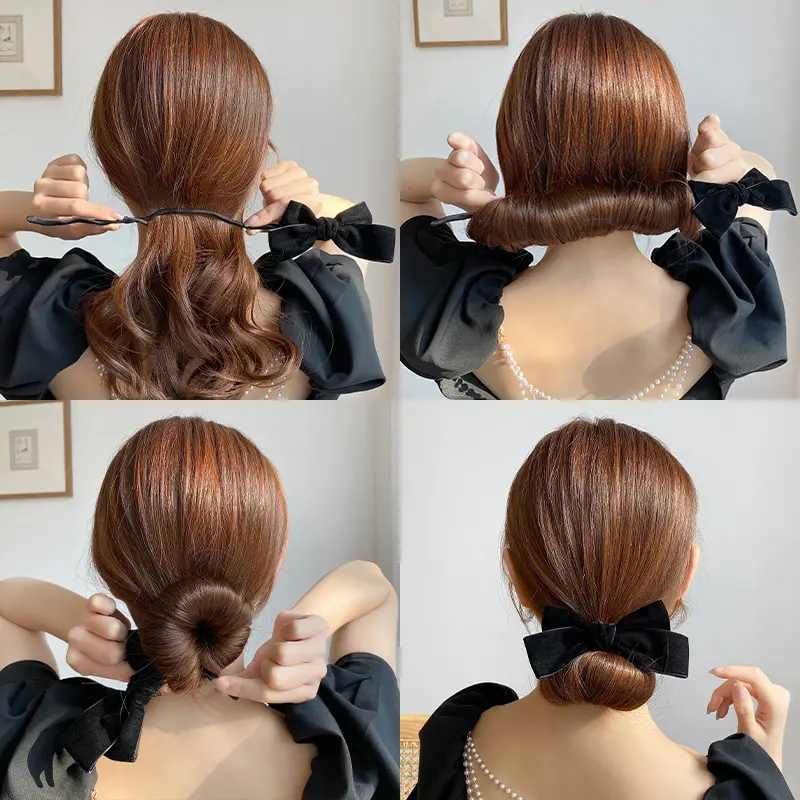 Accesorio con lazo de terciopelo para hacer moños de una manera fácil y rápida