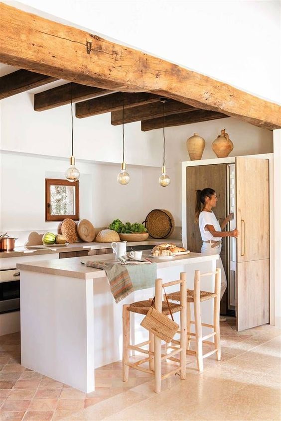 salon cocina isla rustico 1