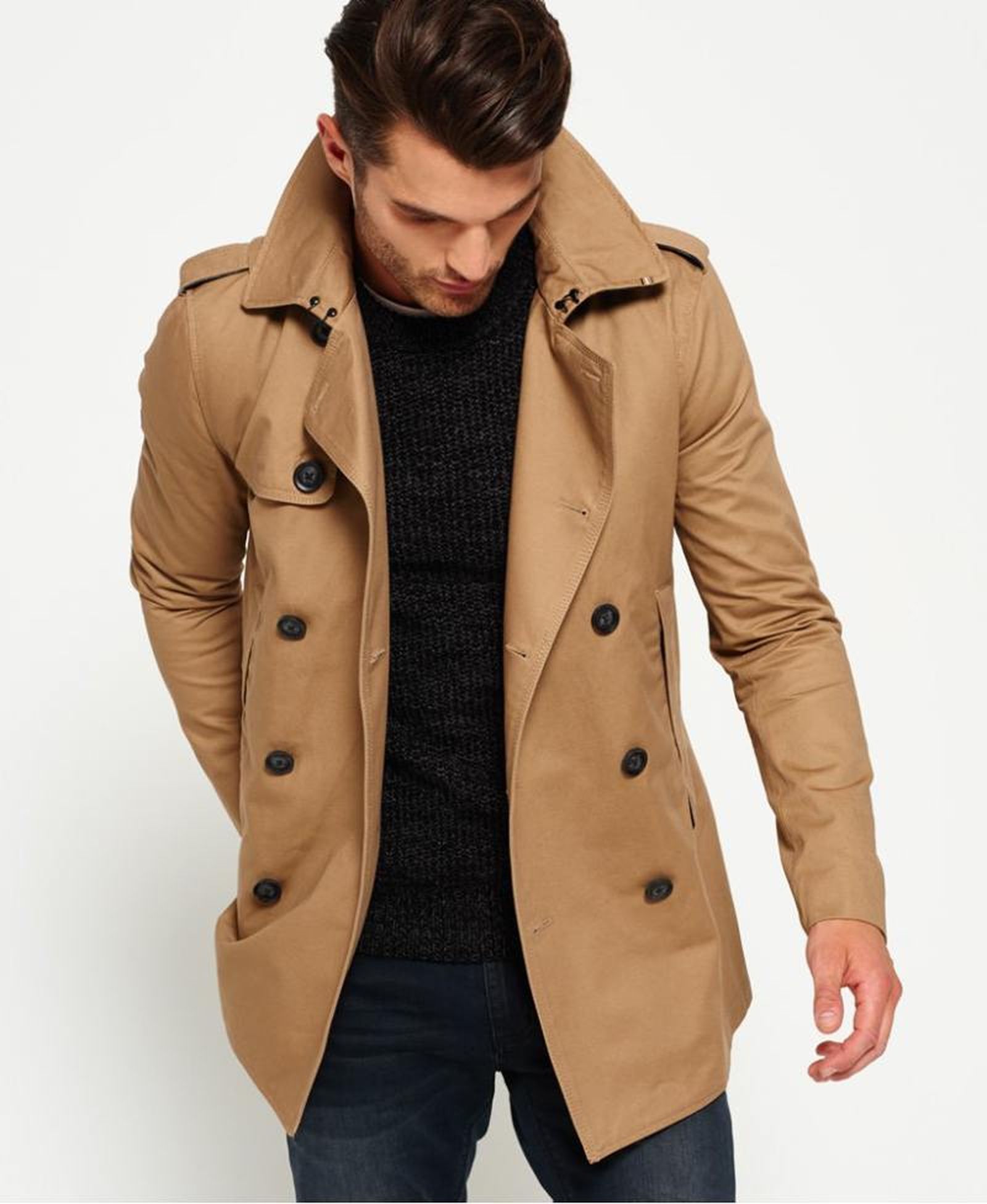 Gabardina corta beige