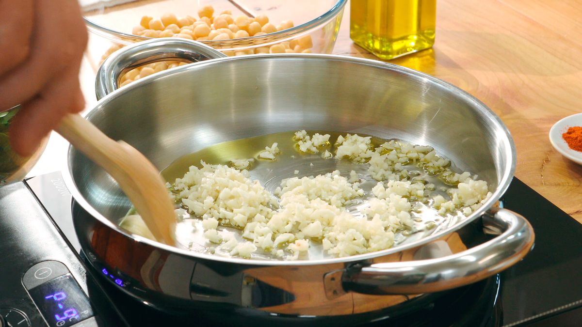 Garbanzos con espinacas   Paso 1
