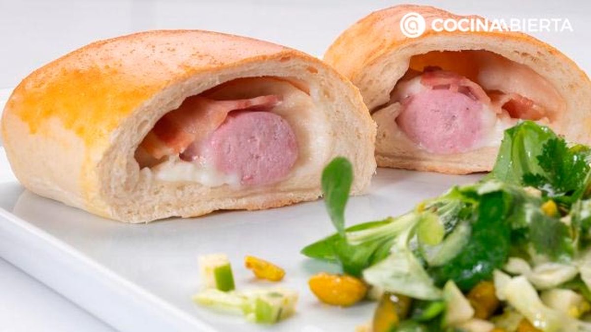 receta de pan releno de bacon queso salchichas