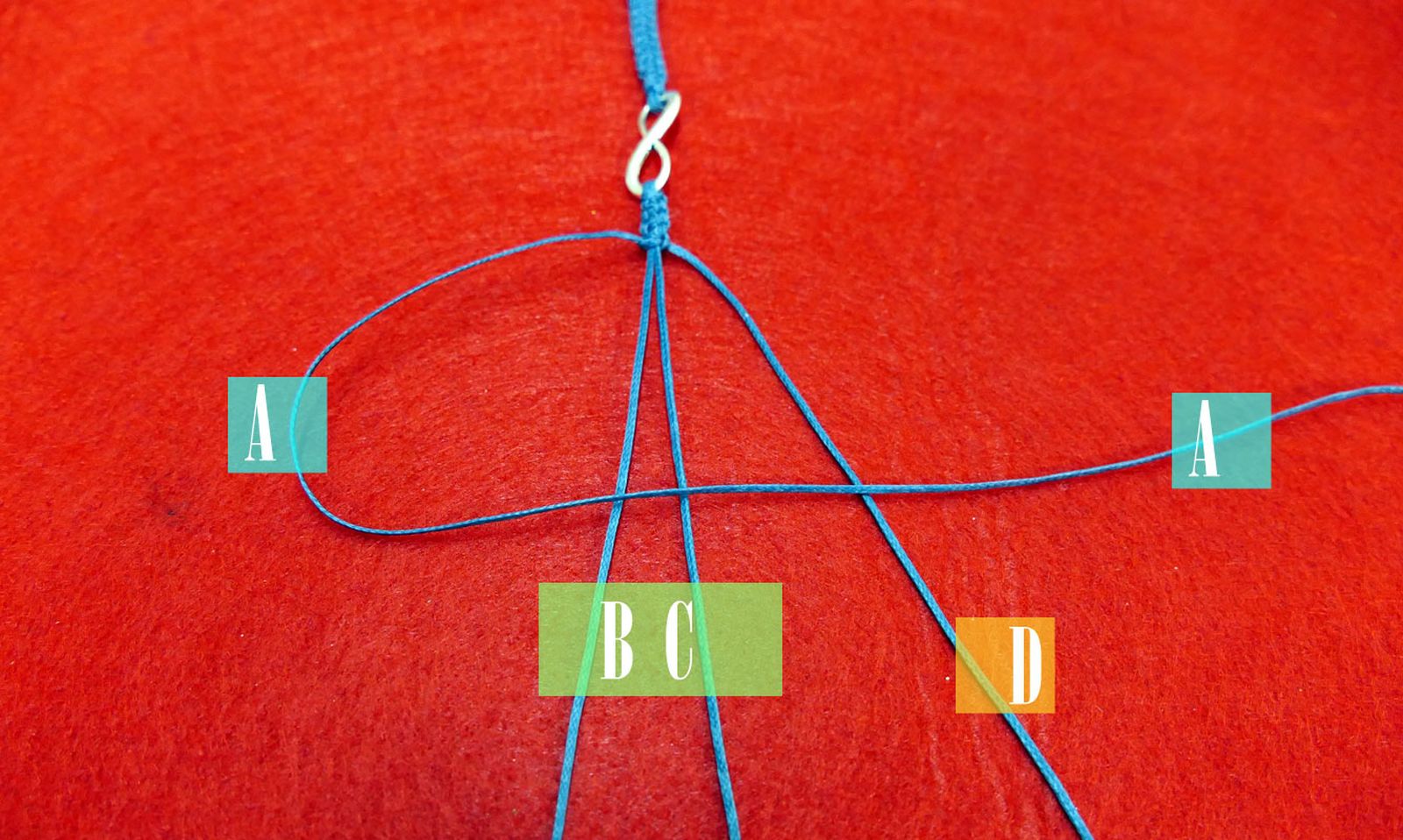 cómo hacer una pulsera macrame paso2