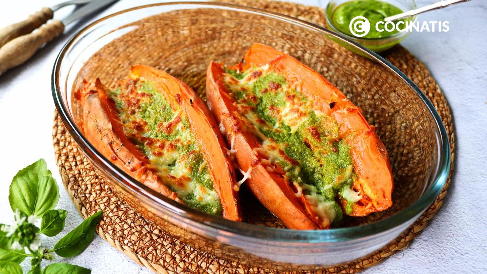 receta boniatos asados rellenos de pesto