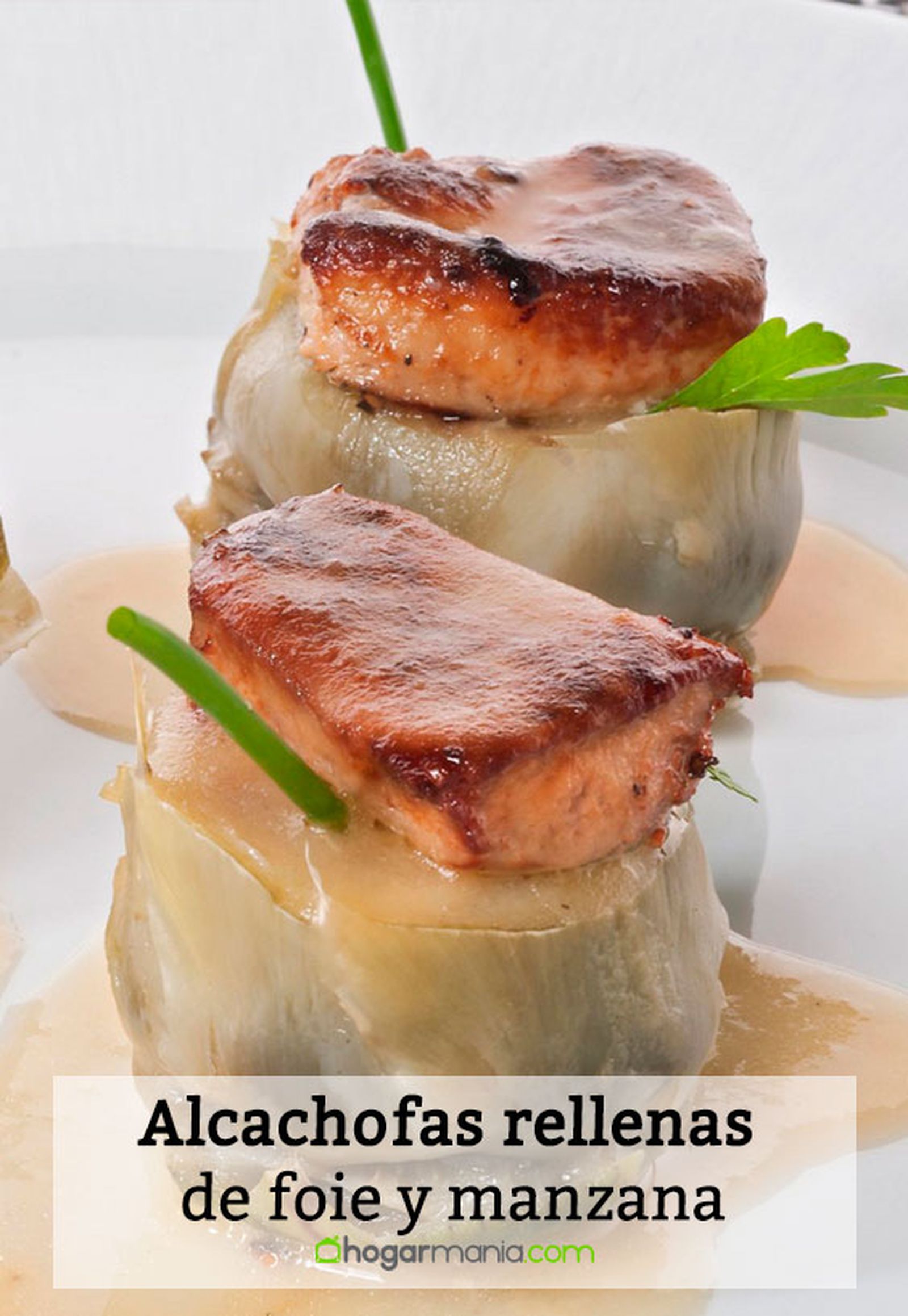 alcachofas rellenas foie manzana pin