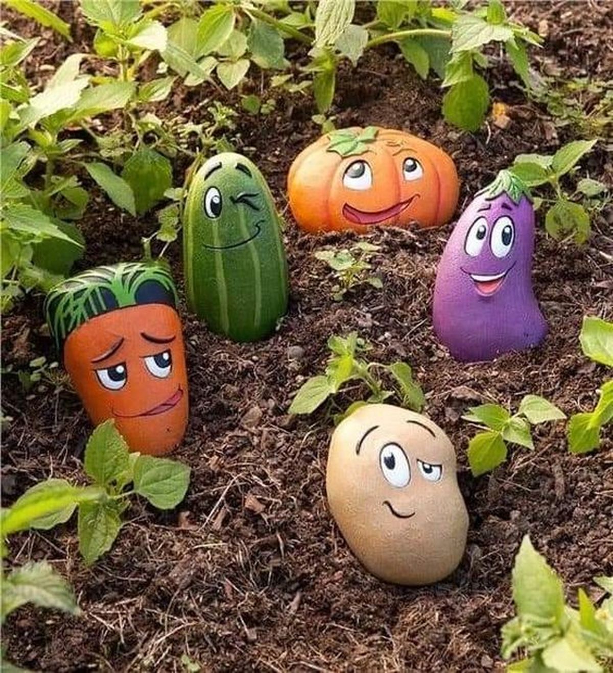 piedras pintadas jardin verduras pinterest