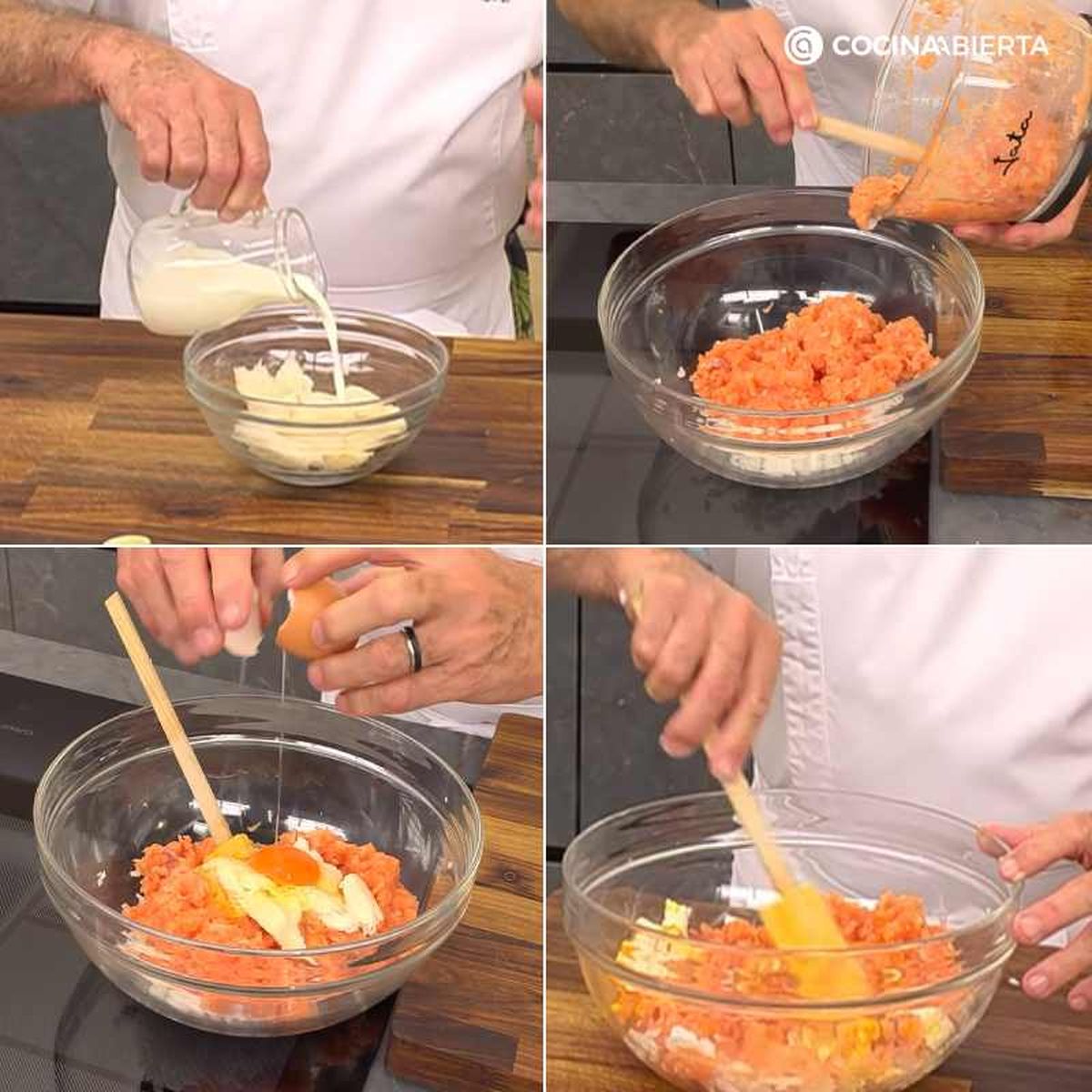 Salpimienta, mezcla hasta obtener una masa homogénea