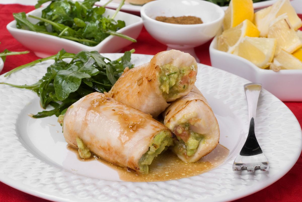 Rollitos de pollo con guacamole xl
