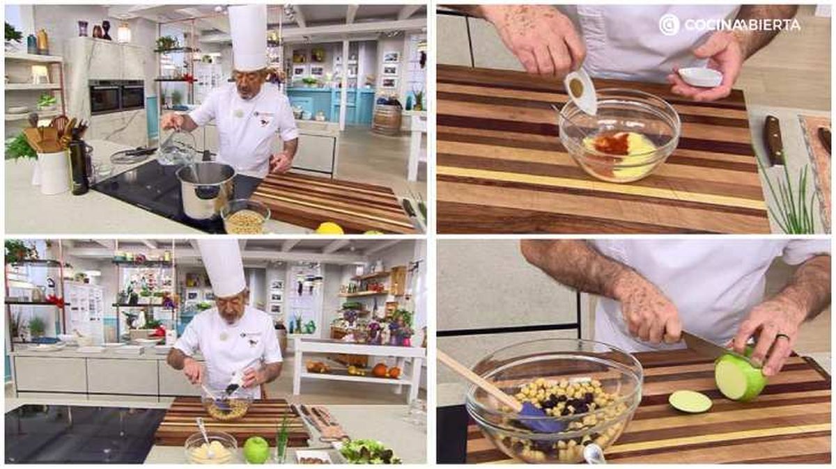 Los primeros pasos de la ensalada de garbanzos de Karlos Arguiñano
