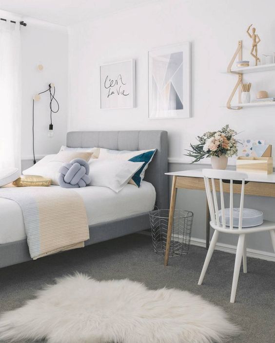 habitacion pareja joven gris