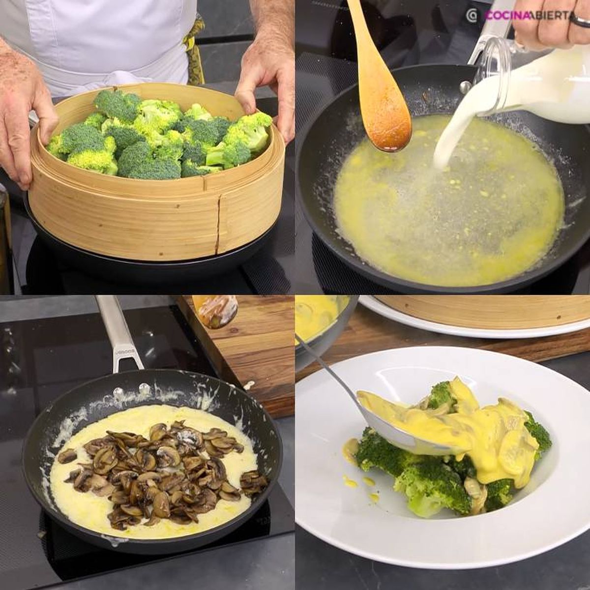 brocoli al vapor con salsa poulette receta pasos