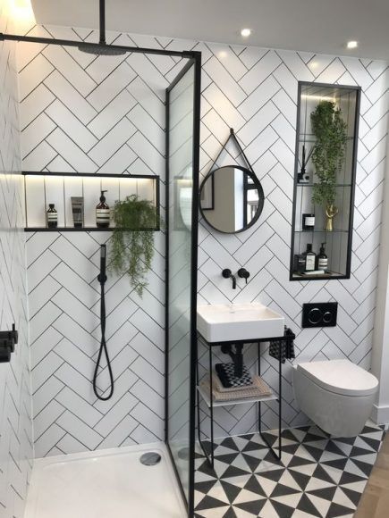 baño pequeño blanco y negro 2