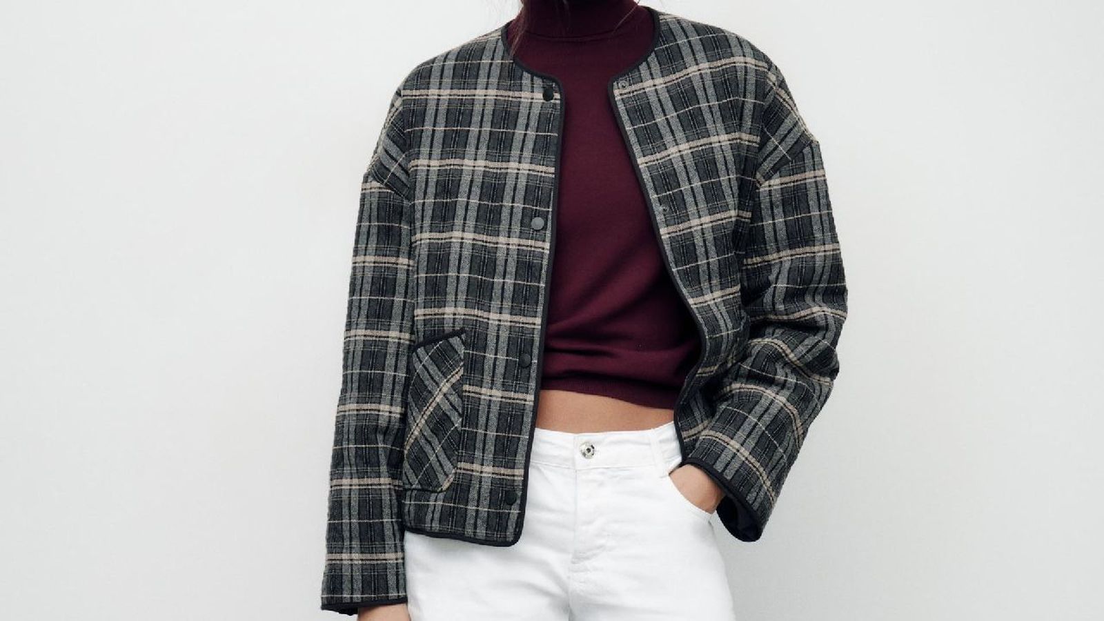 Chaqueta acolchada con cuadro escocés