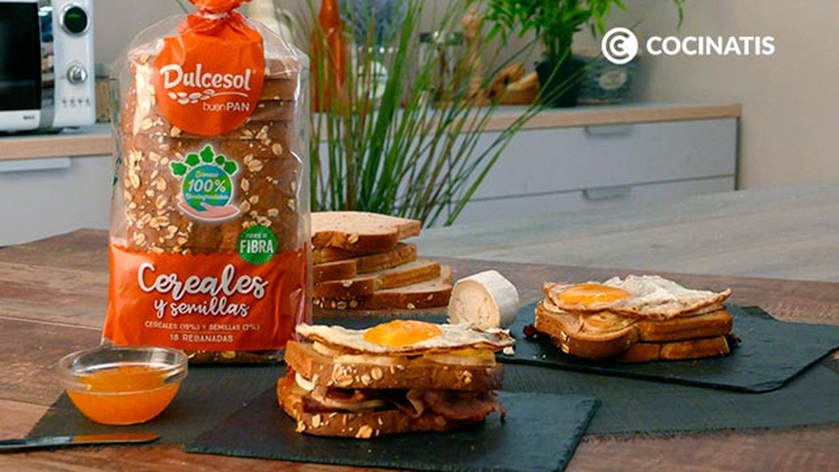 Receta de croque de queso de cabra, bacon y huevo  paso 7