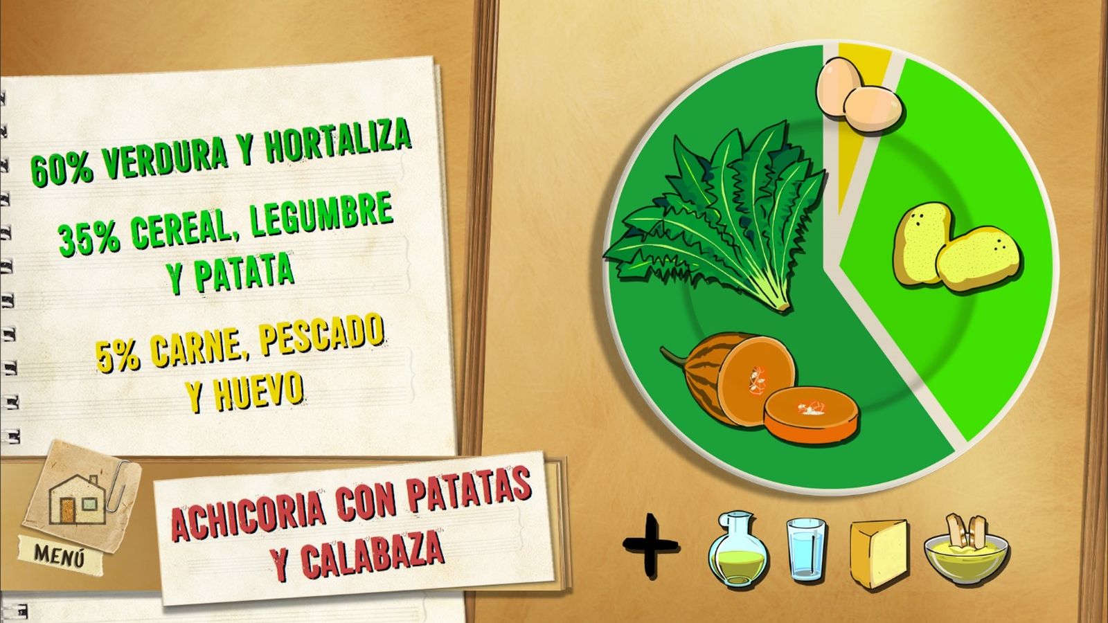 6110 1 Achicoria con patatas y calabaza plato