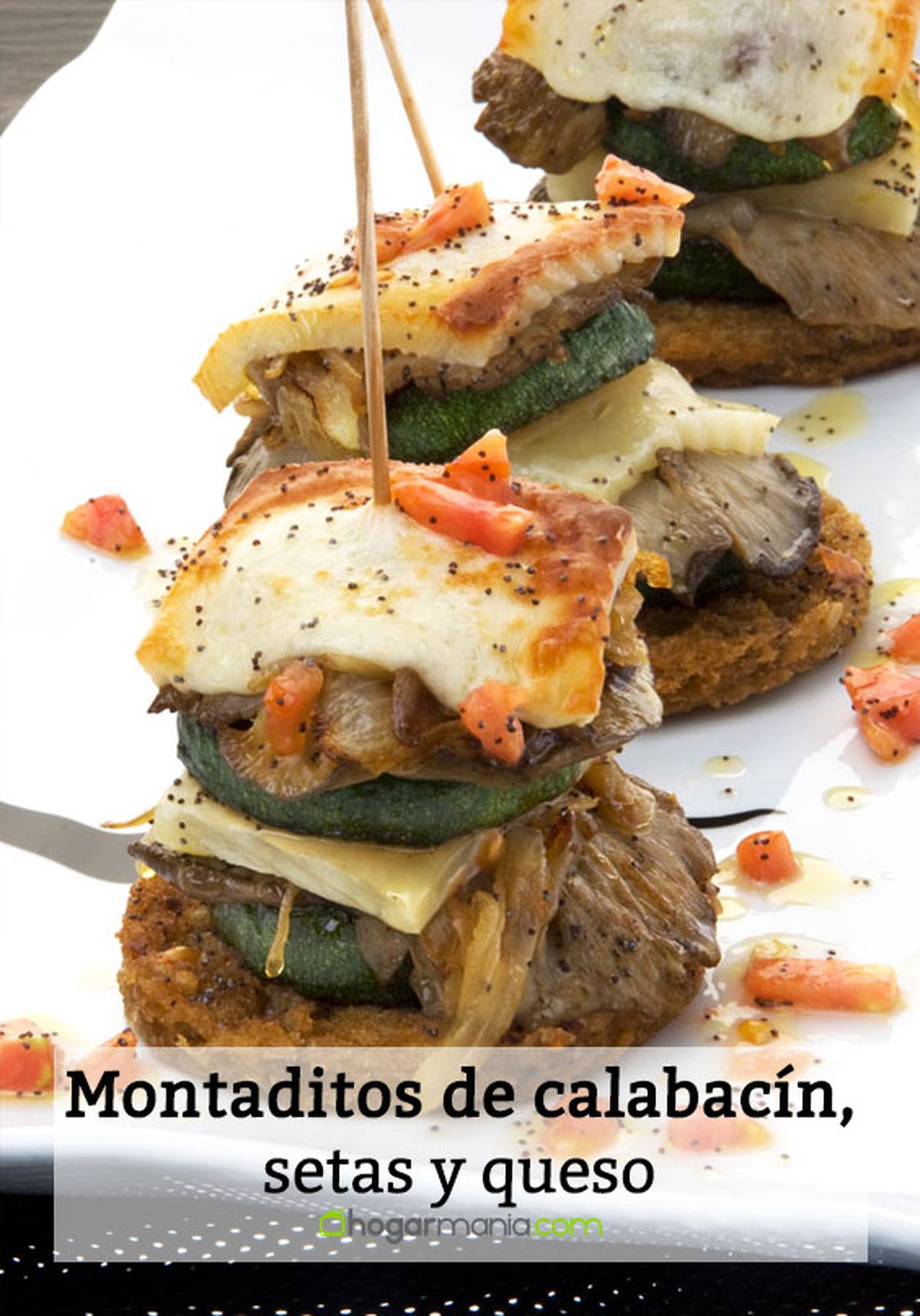 montaditos de calabacin setas y queso pin