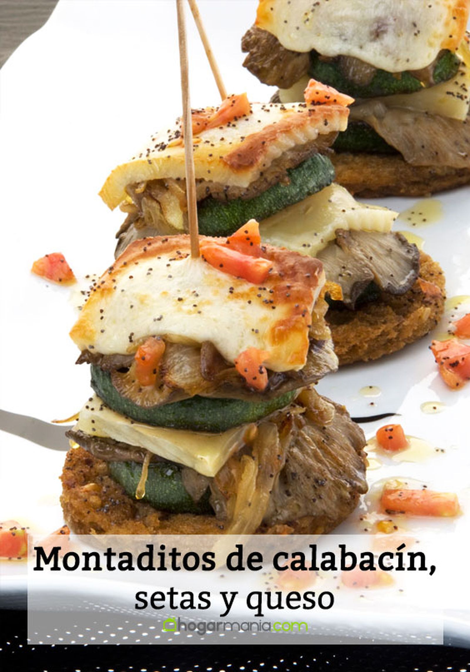 montaditos de calabacin setas y queso pin