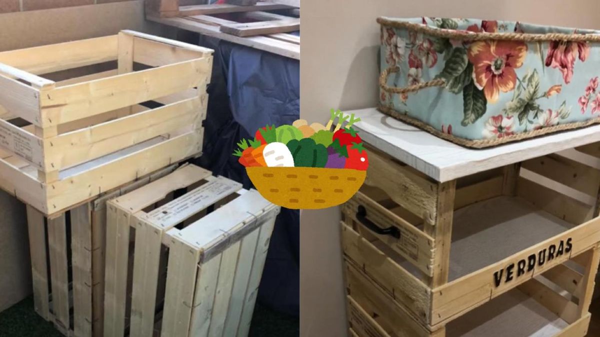 Cajas de frutas y verdulero artesanal.