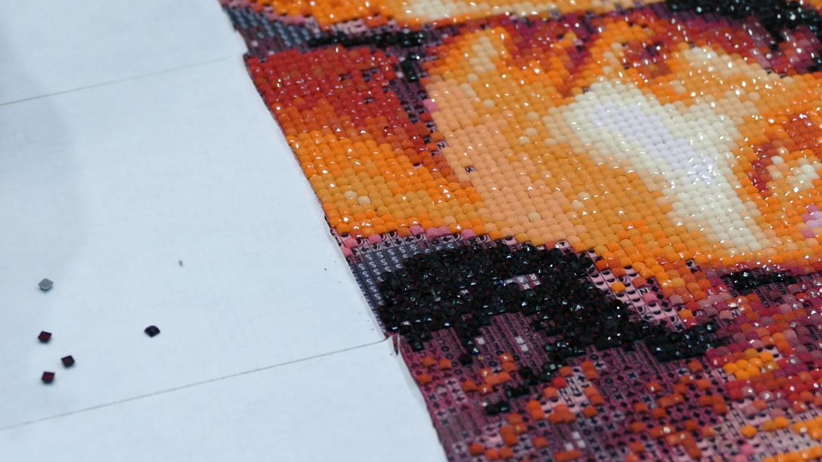 Técnica de punto de cruz diamante paso 4