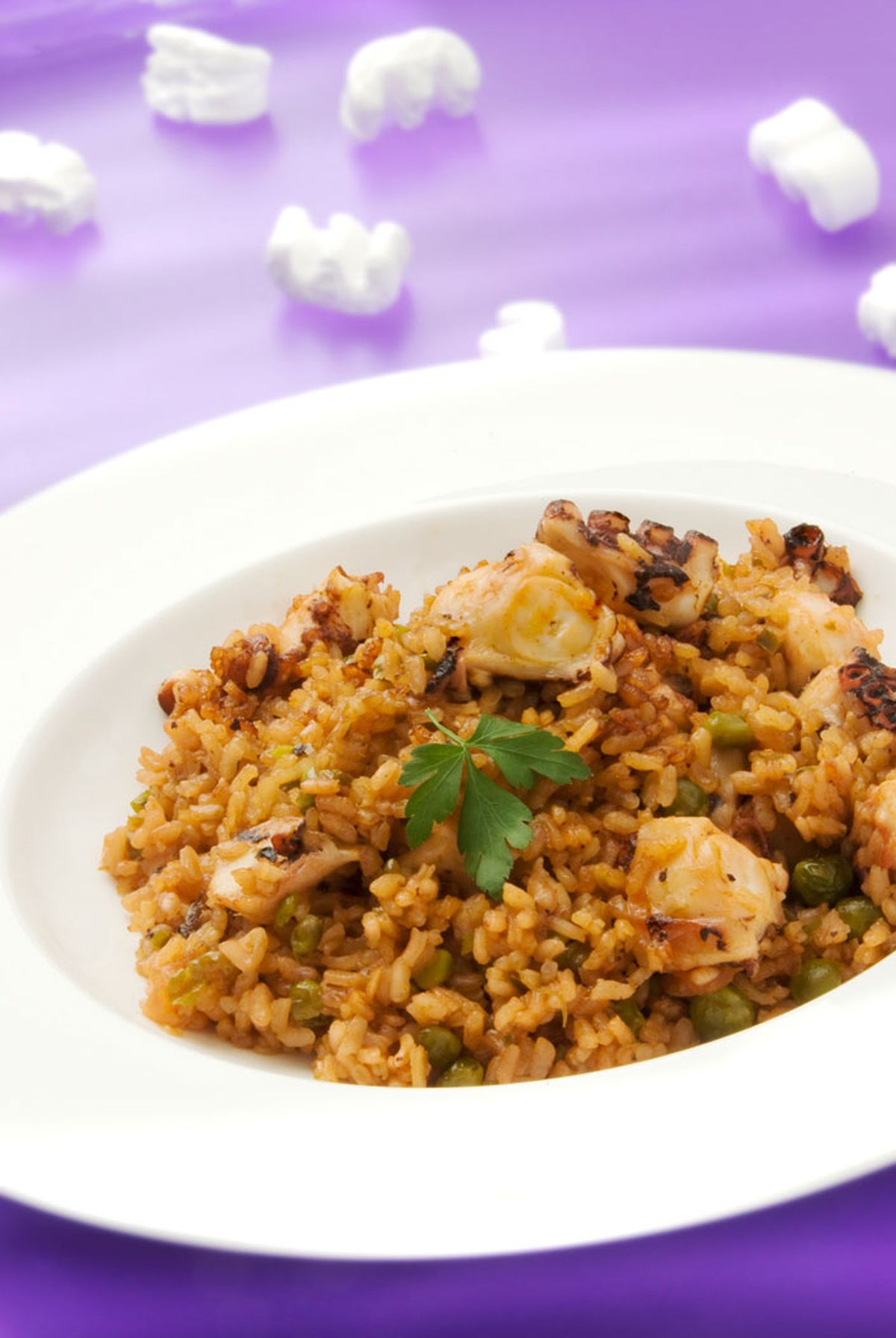 Arroz con pulpo y verduras