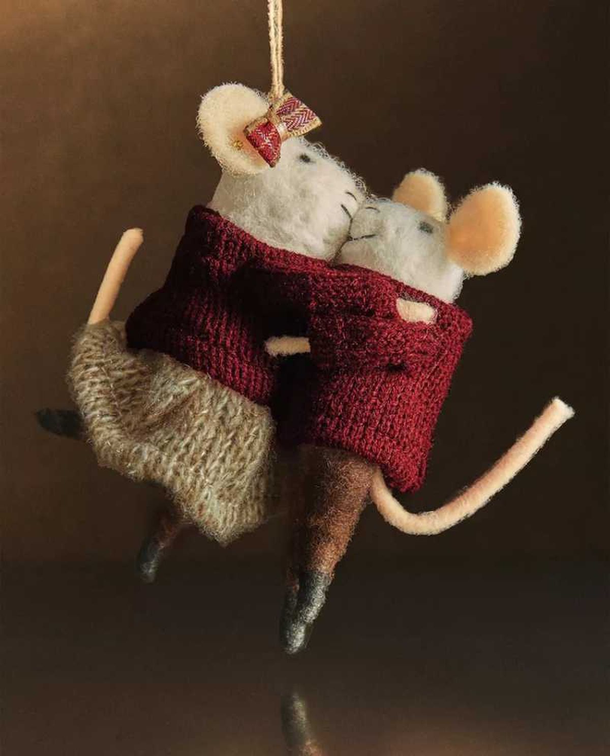 Pareja de ratones para el árbol de Navidad.