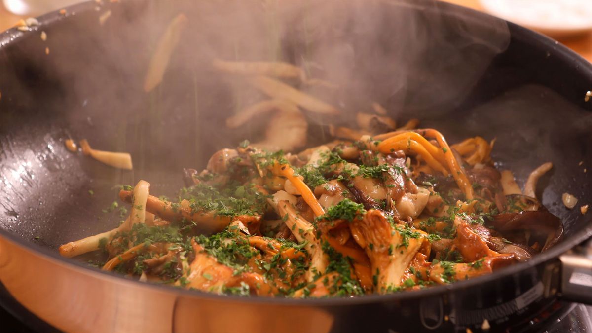 Boniatos rellenos de setas   Paso 4