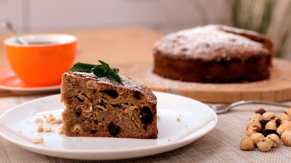 Bizcocho de plátano, avellanas y arándanos   paso 7