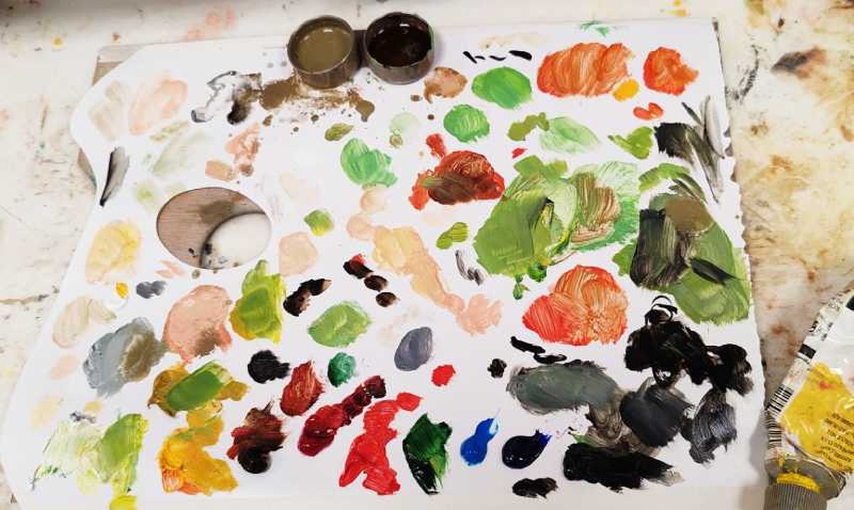 Paleta de papel para óleo.