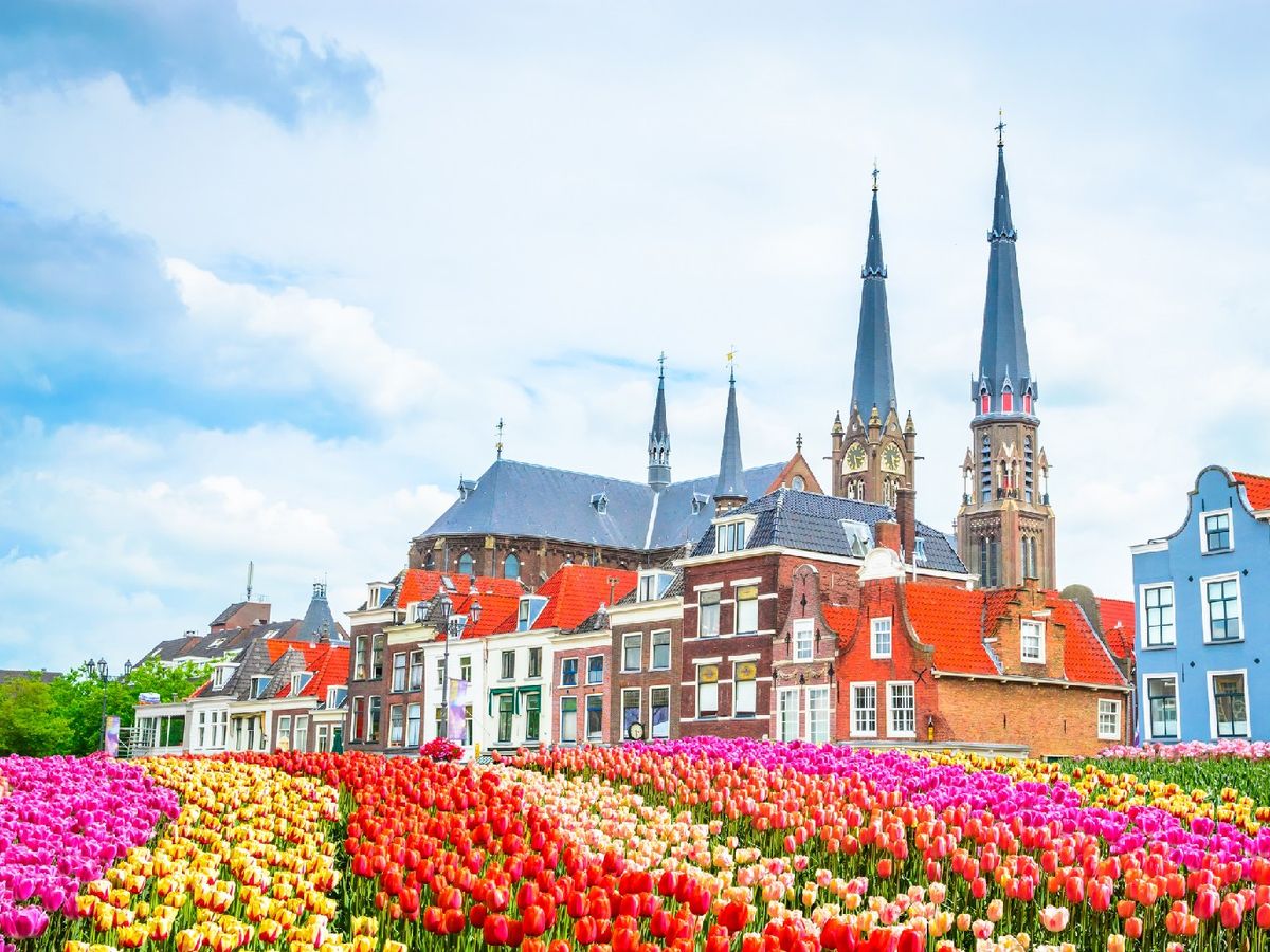 Vista del pueblo de Delft, Holanda