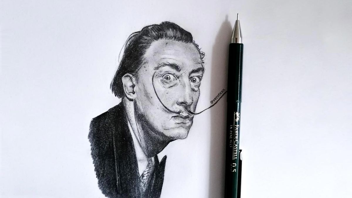 Dibujo a lápiz del artista Salvador Dalí. / Autora: Verotxan