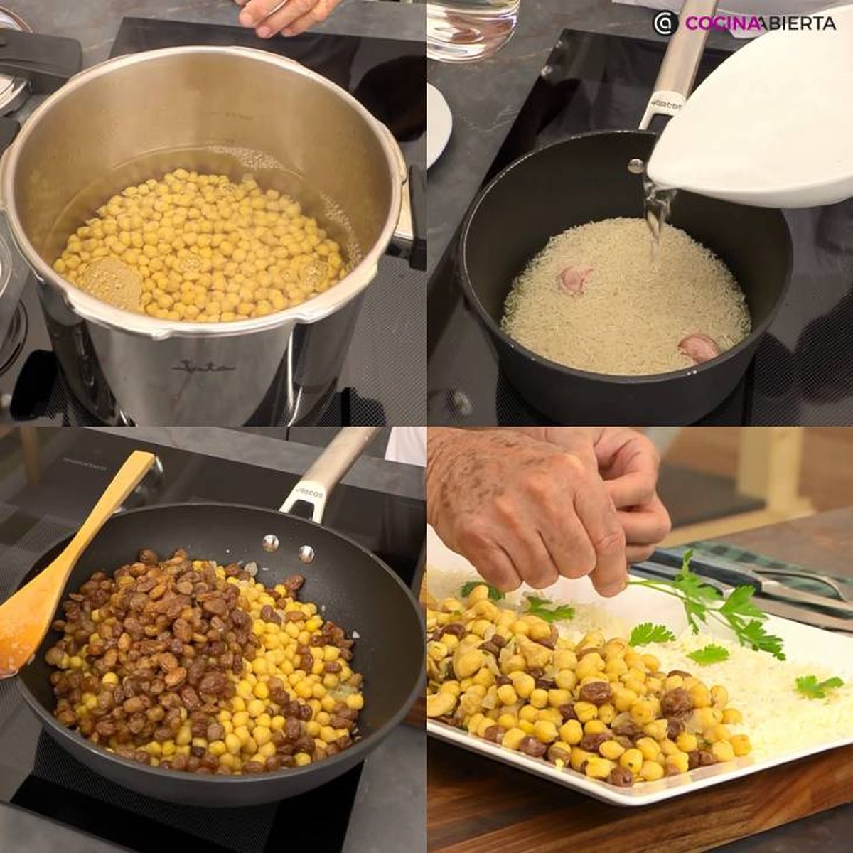 Paso a paso para hacer salteado de garbanzos y pasas con arroz