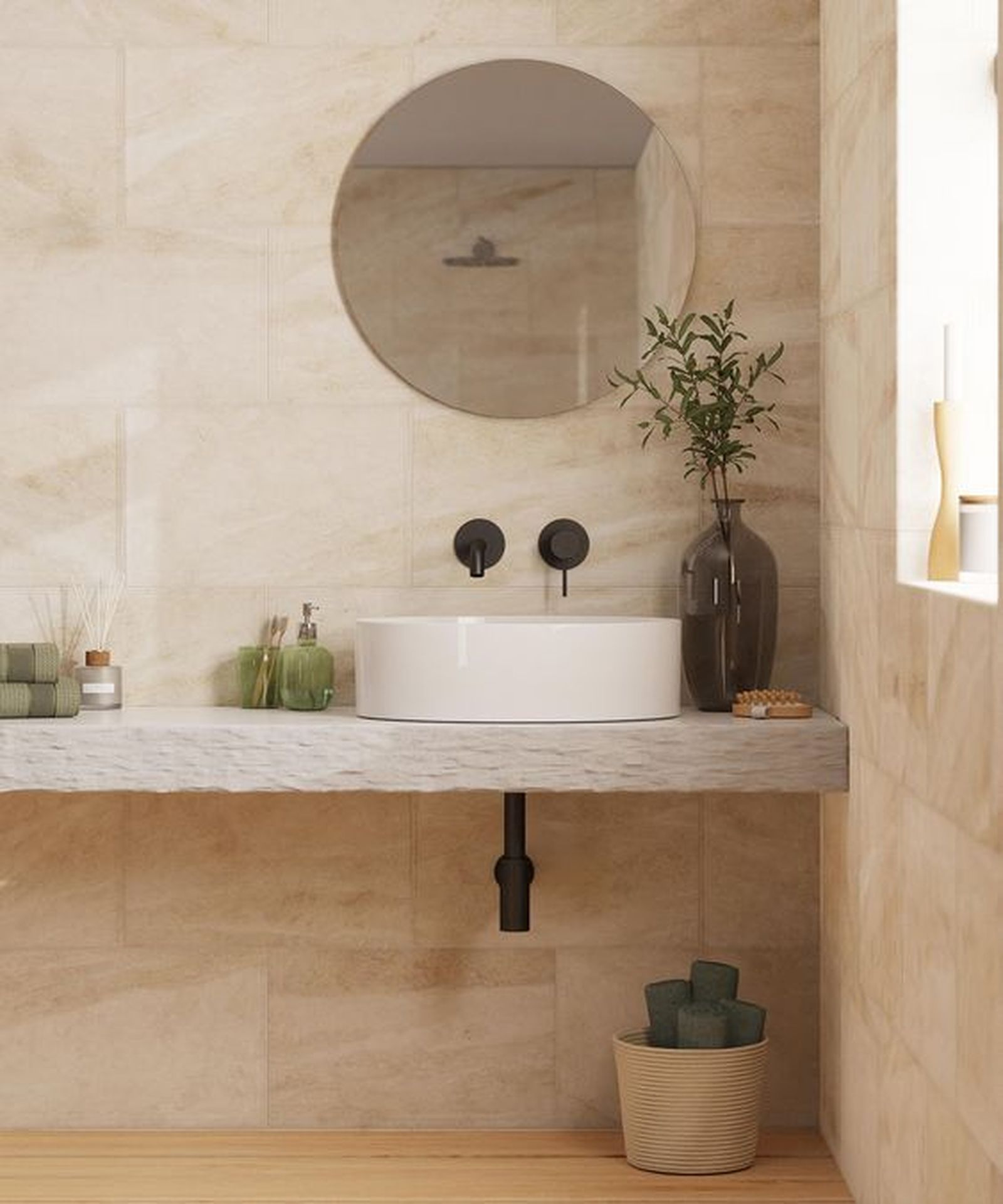 baño color topo