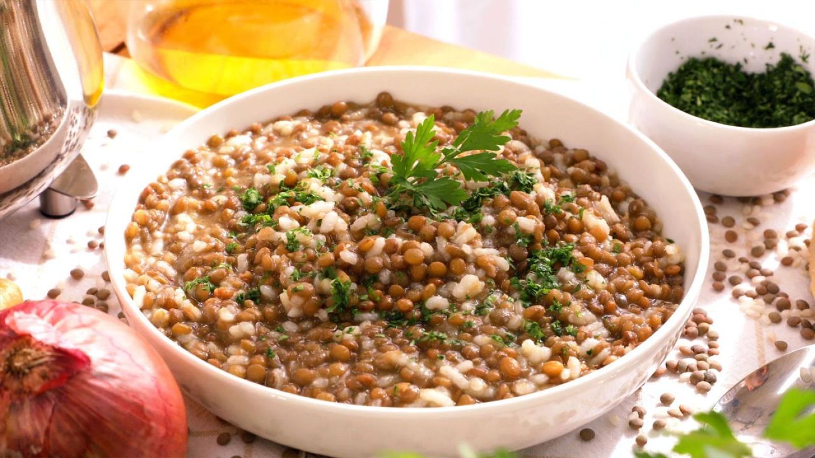 lentejas con arroz  paso 5