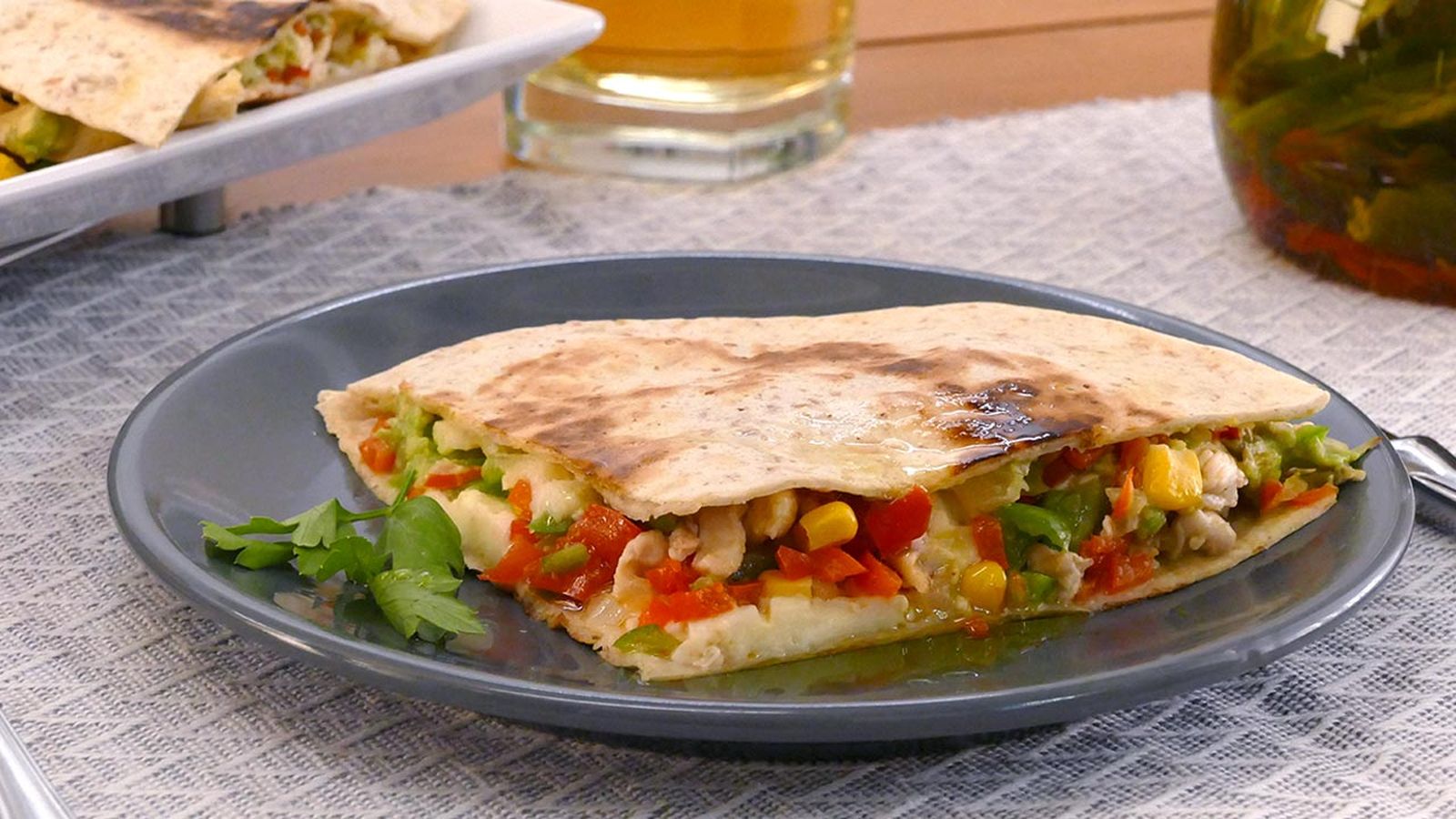 Receta de quesadilla de pollo y verduras