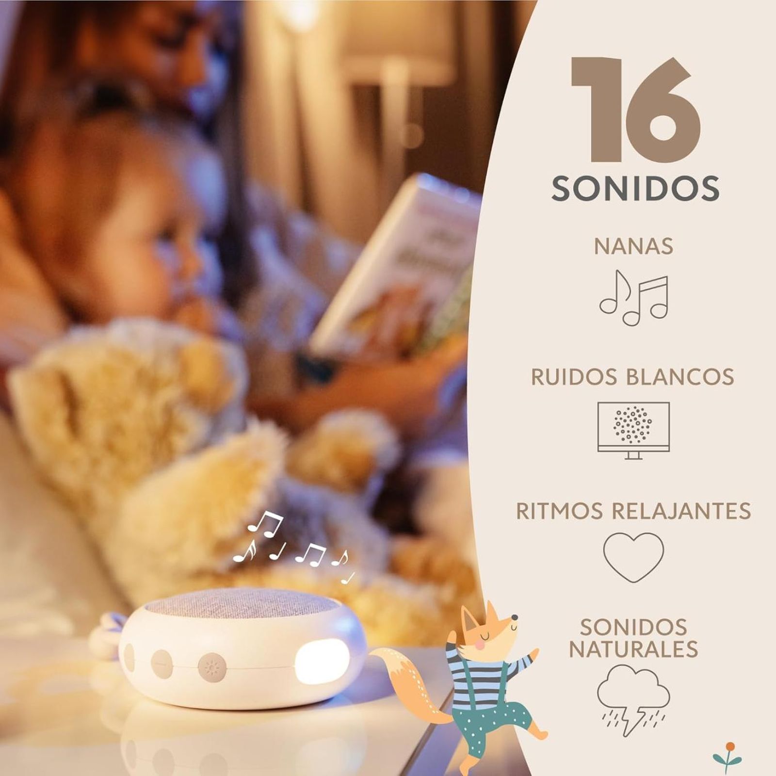 Dispositivo ruido blanco Sweety Fox para bebés.