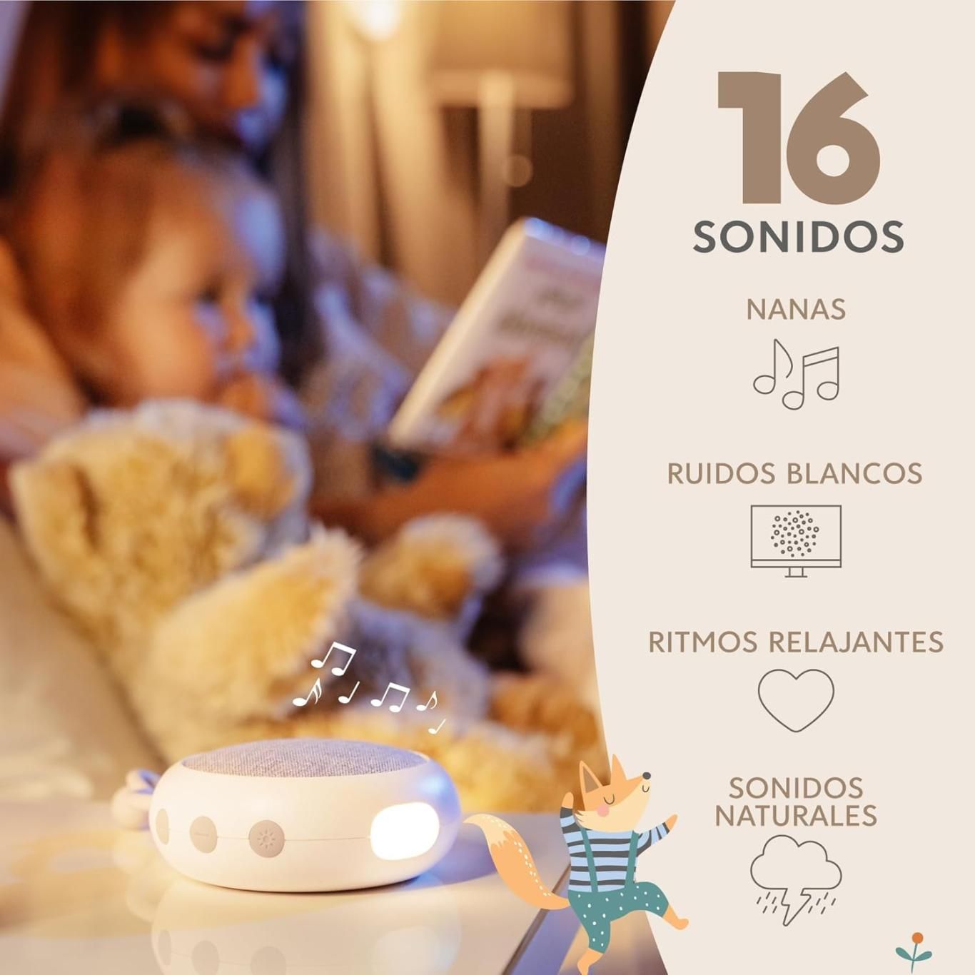Dispositivo ruido blanco Sweety Fox para bebés.